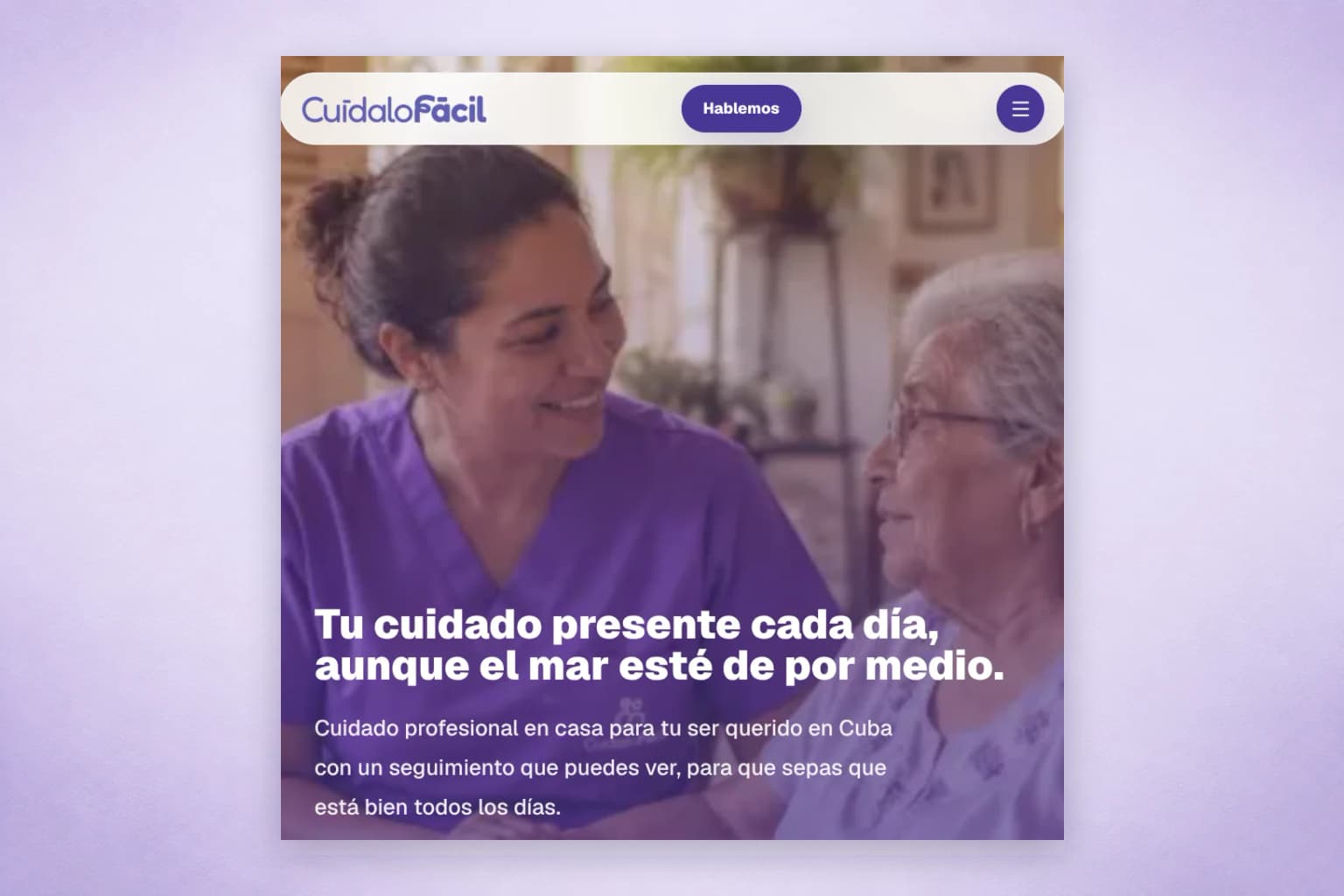 Vista del sitio web de Cuídalo Fácil