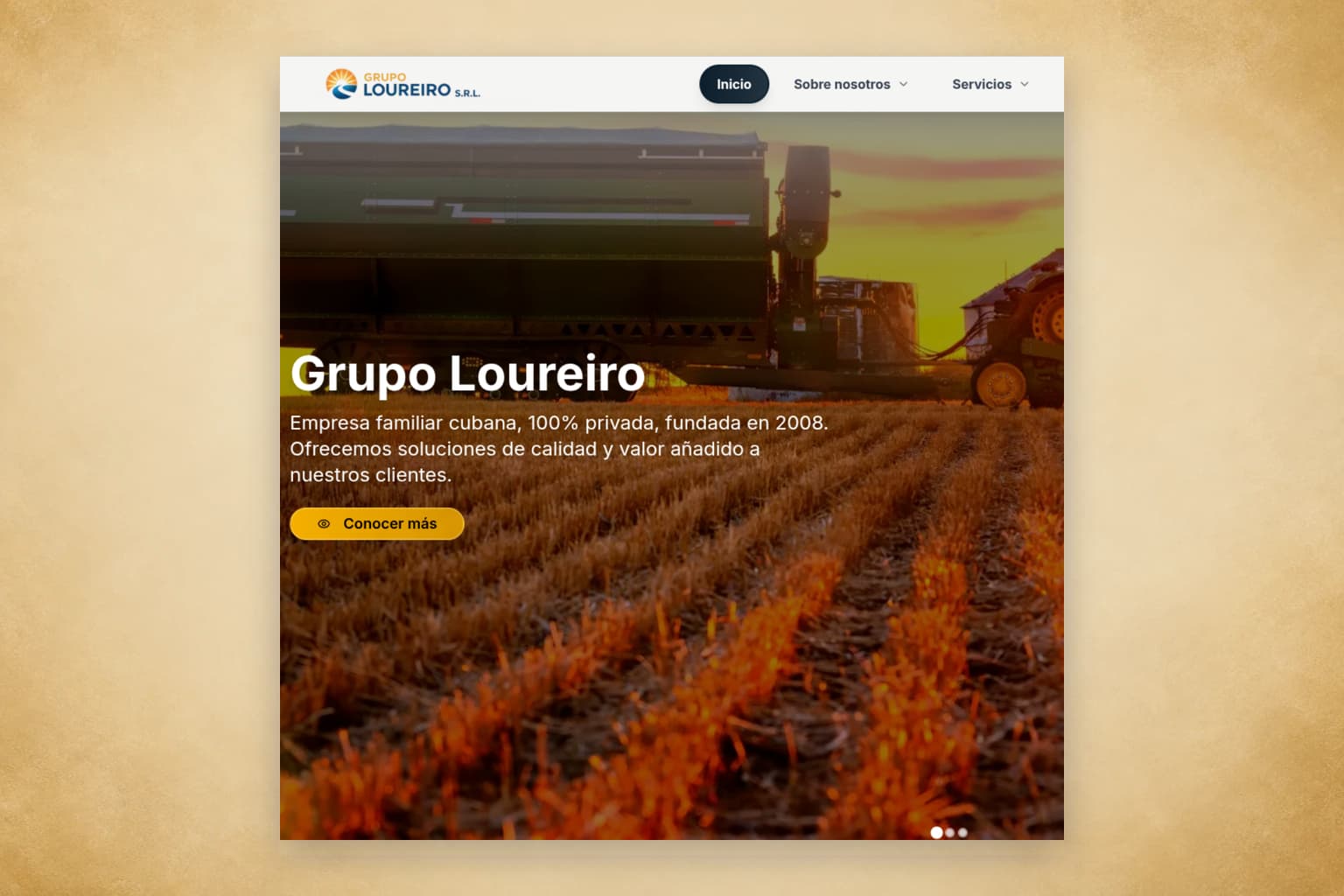 Vista del sitio web de Grupo Loureiro